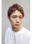 アップバングショート　ピンクベージュ　メンズカラー