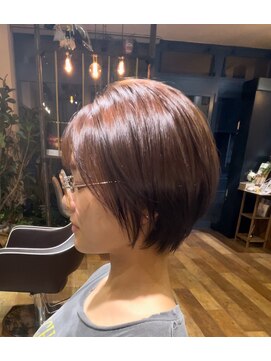 ソウルメイト(soul mate) 丸みショートボブ×オレンジブラウン