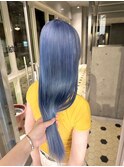 ブルーシルバーハイトーンカラーダブルカラーペールブルー艶髪