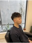 メンズショートフェードスペインカールパーマ束感ツーブロック