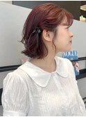 パーマを活かしたヘアアレンジ*オンカラー*レッドカラー*ボブ
