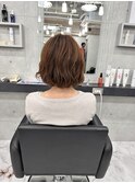 肩上ボブ大人可愛いボブひし形ボブアッシュベージュ