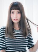 ♯ベビーバング♯グレージュ♯ネイビーカラーストレートボブ
