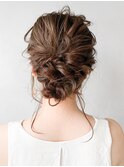 結婚式二次会編みおろし編み込みお呼ばれヘアセットドレスヘア