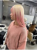 ブロンド×ペールピンク
