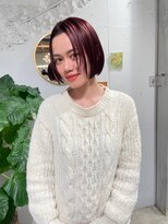 クリアーオブヘアー 栄南店(CLEAR of hair)&nbsp;ブリーチなし赤髪×ミニボブ/RIHO
