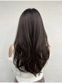 20代30代ブリーチなしダブルカラーロングダークブラウン透明感