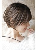 大人可愛い20代30代40代黒髪前下がりショートボブ丸みショート◎
