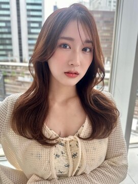 バイオレットジェム(Violet`jem) レイヤーカットくびれヘア顔周りカットマロンベージュ