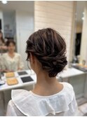 夏祭りアップスタイル結婚式お呼ばれヘアアレンジシニヨンお団子