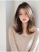 大人上品ロングレイヤースタイル/シースルーバング/ブラウン