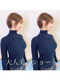 ショート×ハイライト白髪ぼかし×シルキーベージュ[心斎橋]