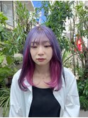 ツートンカラー ラベンダーピンク ペールピンク 派手髪 韓国