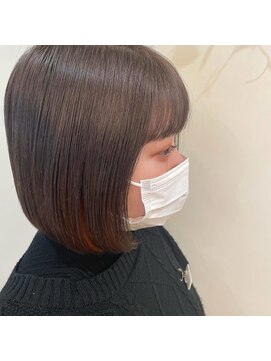 ヘアメイク アージュ 大野城 下大利店(HAIR MAKE age) うる艶ボブ×インナーオレンジ　20代30代40代