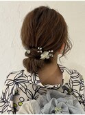 お呼ばれヘアセット　おとなっぽアップスタイル
