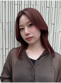 ”くびれヘア×チェリーレッドカラー”
