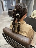 パールヘアアレンジ/編み下ろし/ヘアアレンジ