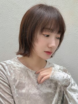 ステアケース 武蔵小杉店(stair:case) 切りっぱなしボブ大人ガーリーフェイスレイヤーココアブラウン