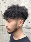 大阪メンズパーマシャドウパーマシースルーマッシュウルフゆるめ