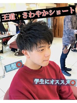 10代20代黒髪王道さわやかツーブロックネープレスショート L046933351