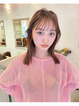 ノットバイベル 大宮(knot by belle) シースルーバング＃外ハネくびれミディアム＃グレージュ