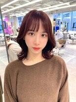 ユーフォリア 渋谷グランデ(Euphoria SHIBUYA GRANDE)&nbsp;ワインレッドカラー×韓国風ボブレイヤースタイル