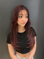 ヘアーアンドエステティック アイビジン 四日市店(Hair&Esthetic I BiJiN) ダークチェリー韓国風レイヤー