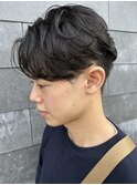 メンズマッシュセンターパートスパイラルパーマニュアンスパーマ