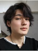 センターパートメンズマッシュパーマニュアンスパーマ刈り上げ