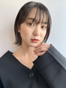 ノラギンザユー(NORA GINZA/U) 外ハネショートマッシュコンパクト黒髪ベージュショート前髪あり