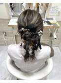 編みおろしツインポニー