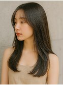 エアーストレート黒髪ストレートミディアム顔周りレイヤー