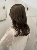 バレイヤージュボブヘアセミロング前髪タッセルボブ姫カット