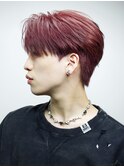 ピンクバイオレットニュアンスシースルーセンターパートマッシュ