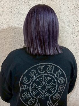 プリモ ココ 鍋島店(Primo coco.) ラベンダーアッシュ 透明感カラー 縮毛矯正 切りっぱなしボブ