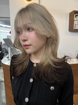 ペレ 梅田(PELE) イメチェン/ピンクベージュ/アンブレラカラー/前髪/梅田