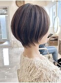 20代30代40代◎襟足長め丸みショート◎ラベンダーグレージュ