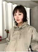 くびれレイヤー/オリーブベージュ/顔周り/シースルー/銀座