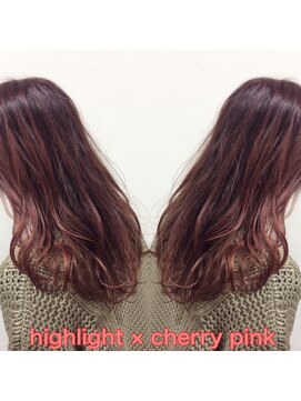 ヘアーメイク トレコローリ(hair make trecolori) 【trecolori 津田沼】ハイライト × チェリーピンク