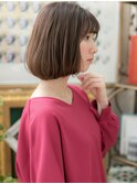 ★斜めバング小顔矯正立体カットくせ毛風ボブ20代30代40代★9