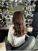 くびれミディアムコテ巻き外巻き透明感カラーベージュブラウン