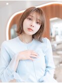 韓国風レイヤーカット髪質改善ダブルカラーミルクティーベージュ