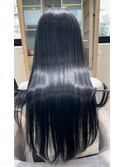 小顔薄めバンググレージュレイヤーロング前髪パーマ黒髪
