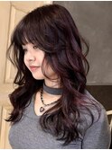 【macana指名】ロングレイヤーウルフ暖色ピンクラベンダー