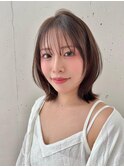 ブリーチなしカラーレイヤーボブ小顔ヘア