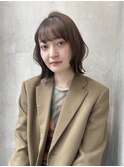 ミニボブレイヤーブラウングレージュ前髪カット髪質改善渋谷