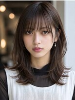 ダル 渋谷/表参道(DAL.)&nbsp;顔周りカットダークブラウンレイヤーセミロング