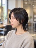 ウルフレイヤーカット×ダークグレージュカラー