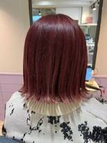ネオリーブエクラ 上野御徒町店(Neolive eclat)&nbsp;切りっぱなしボブダブルカラーケアブリーチチェリーレッドピンク