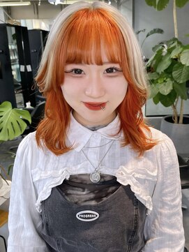 リッチ(RITZY) 【RITZY】セクションカラー☆オレンジヘア☆ハイトーンカラー